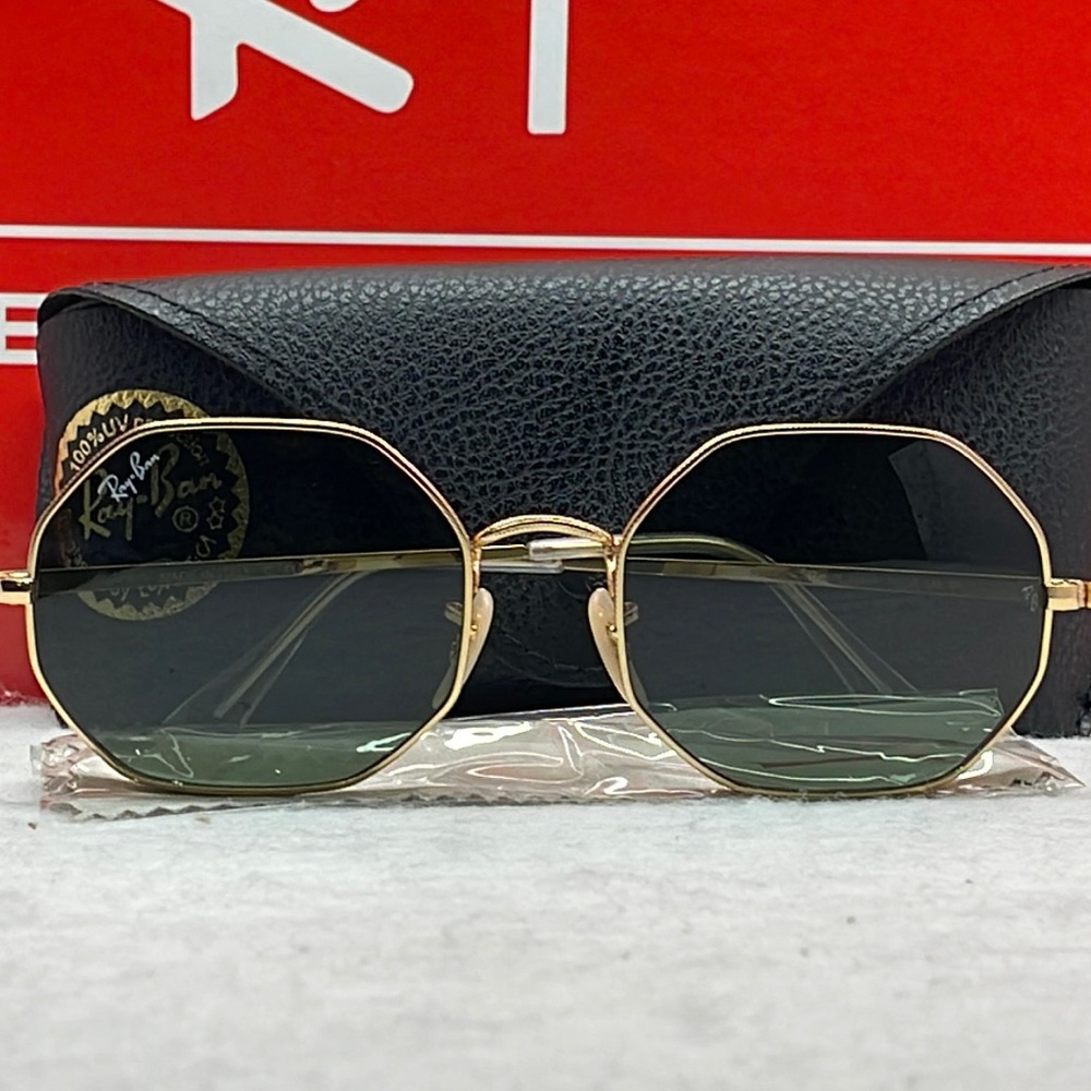 BNWT RAY-BAN RB1972 OCTAGON Gold w Green Lenses